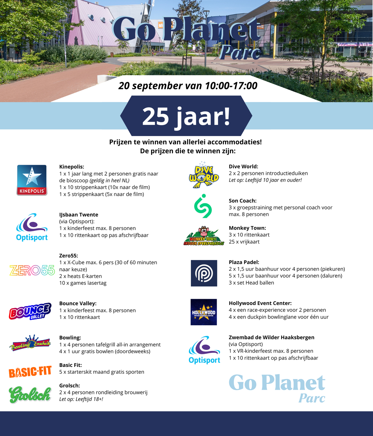 25 jaar, jubileum, prijzen, go planet parc